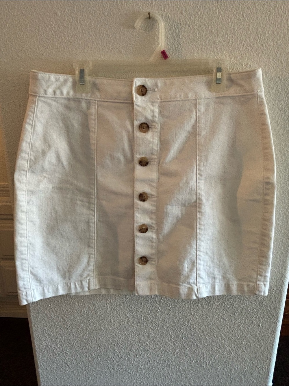 LOFT White Button-Front Mini Skirt